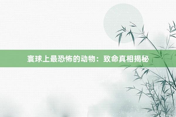 寰球上最恐怖的动物：致命真相揭秘